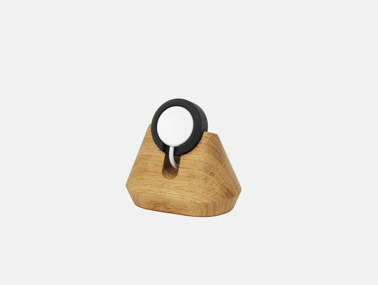 oak magnetic charging apple watch stand - front | oak