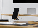 oak magsafe iphone desk shelf mount on a desk shelf | -