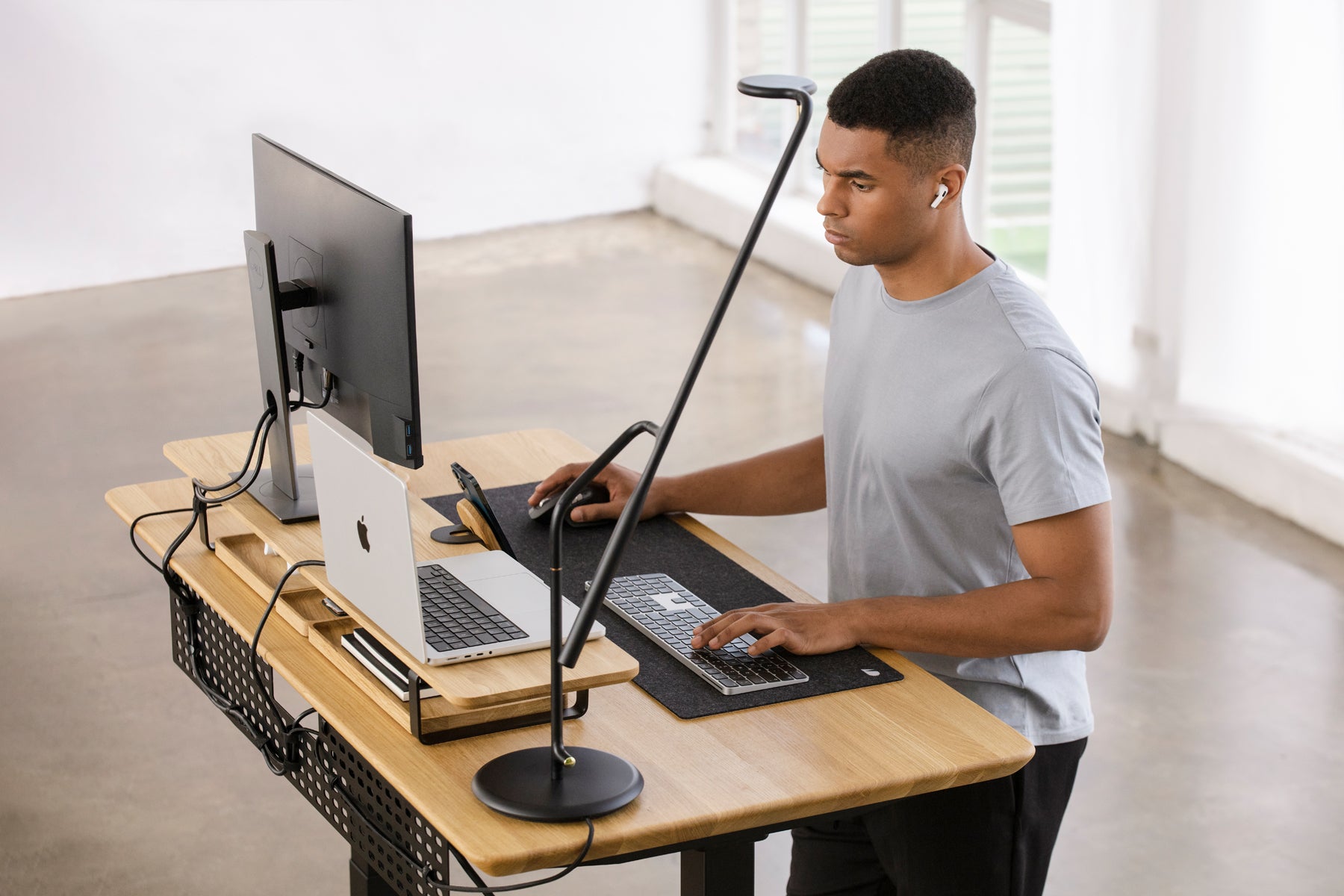 electric standing desk oakywood solid wood| oak, , 