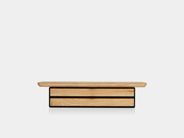 oak, dual drawer, black