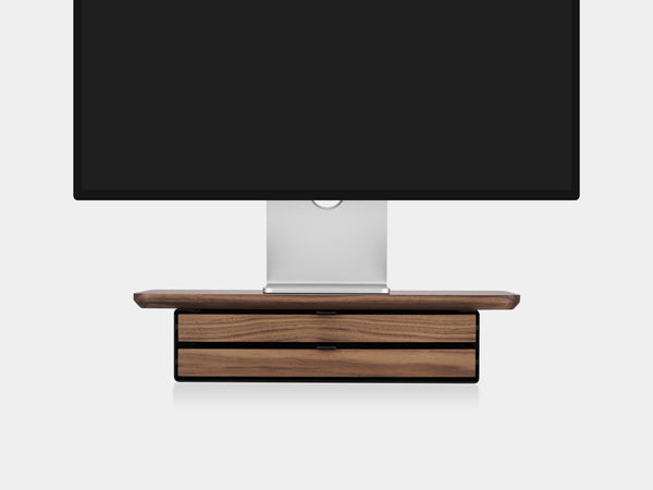 walnut, dual drawer, black