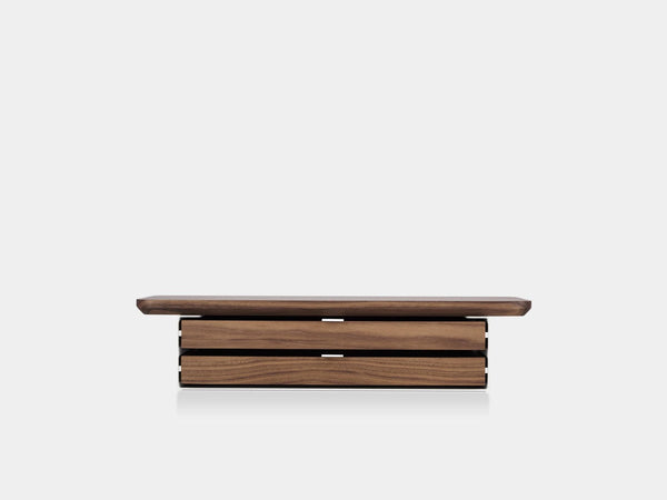 walnut, dual drawer, white