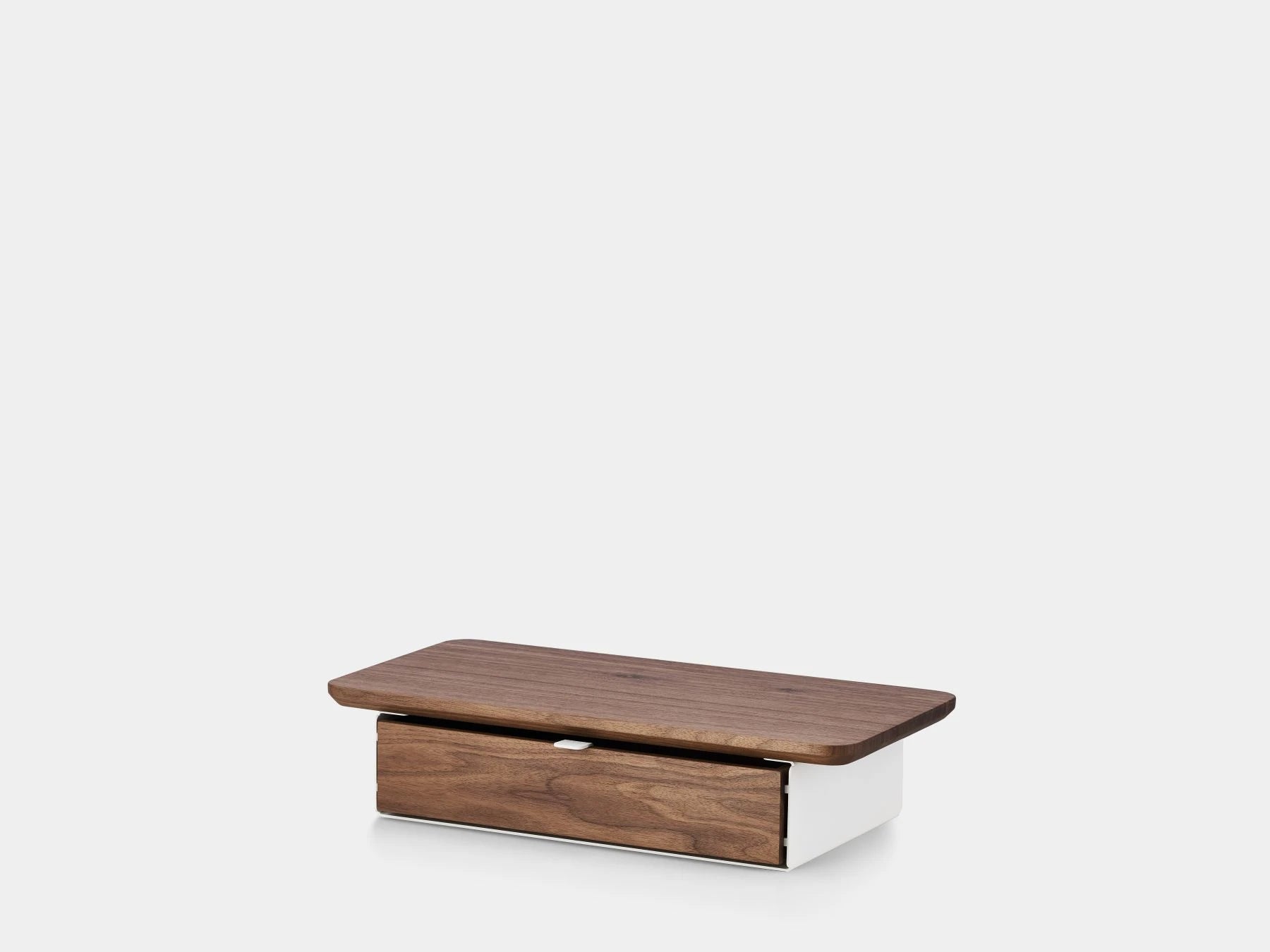 walnut, single drawer, white