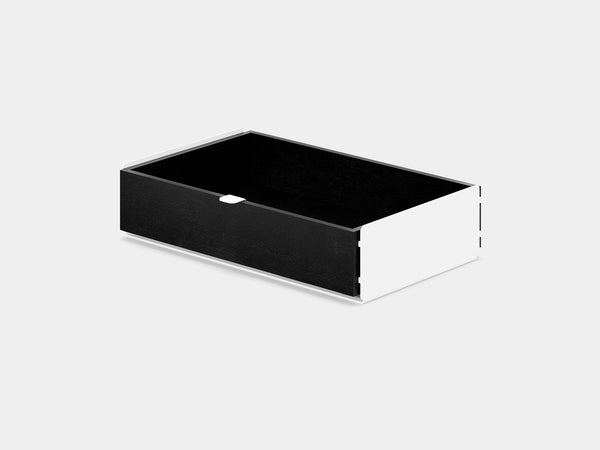 black, single drawer, white