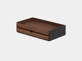 walnut, dual drawer, black