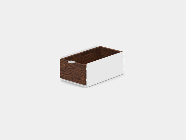 walnut, single drawer, white