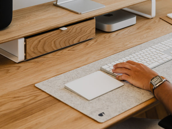 Oakywood desk mat desk setup | stone grey,