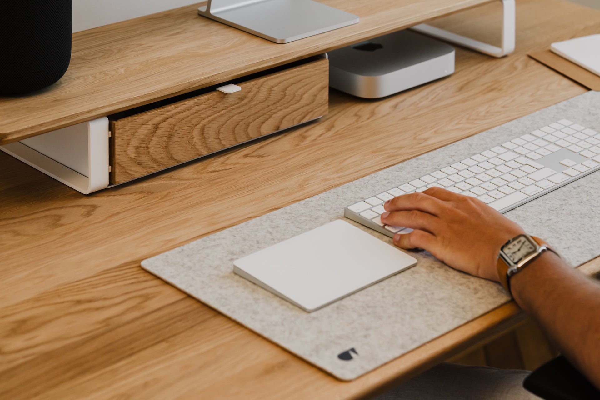 Oakywood desk mat desk setup | stone grey,