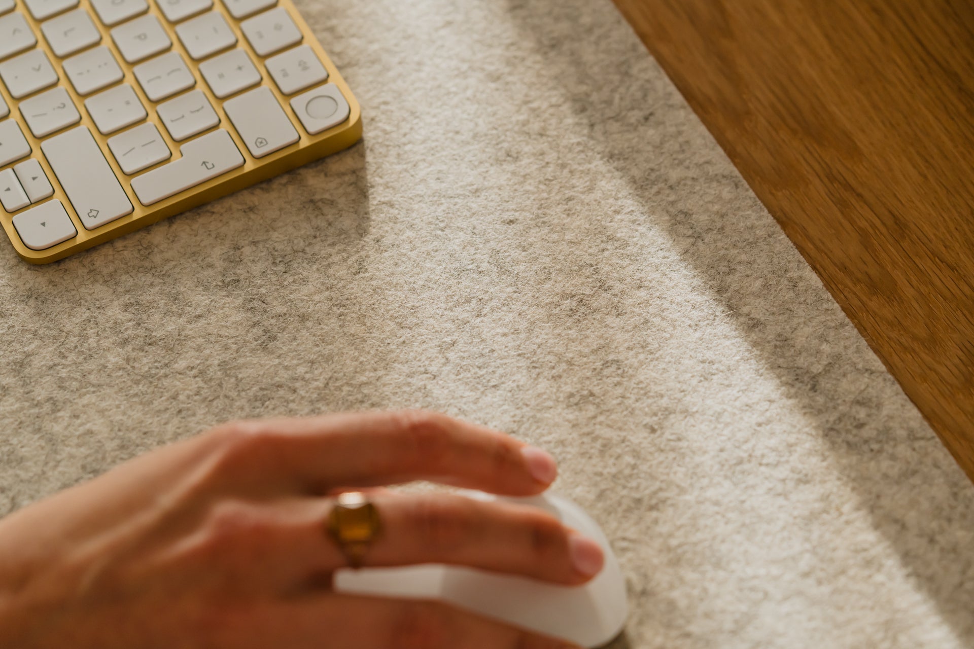 Felt desk mat for apple keyboard mouse mouse pad Oakywood desk mat | stone grey,