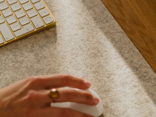 Felt desk mat for apple keyboard mouse mouse pad Oakywood desk mat | stone grey,